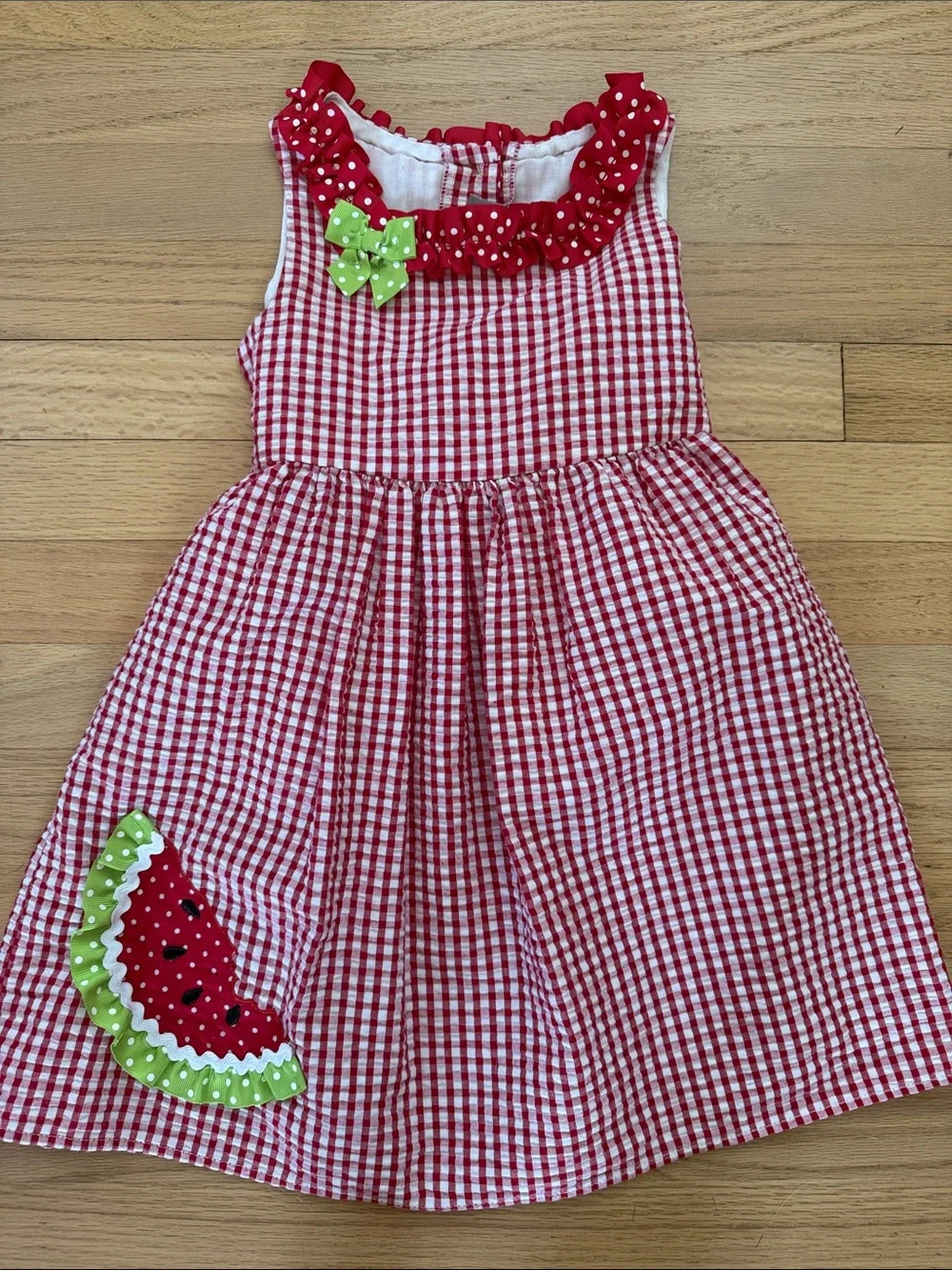 Emily Rose Girls 5T Red & White Gingham Watermelon Dress